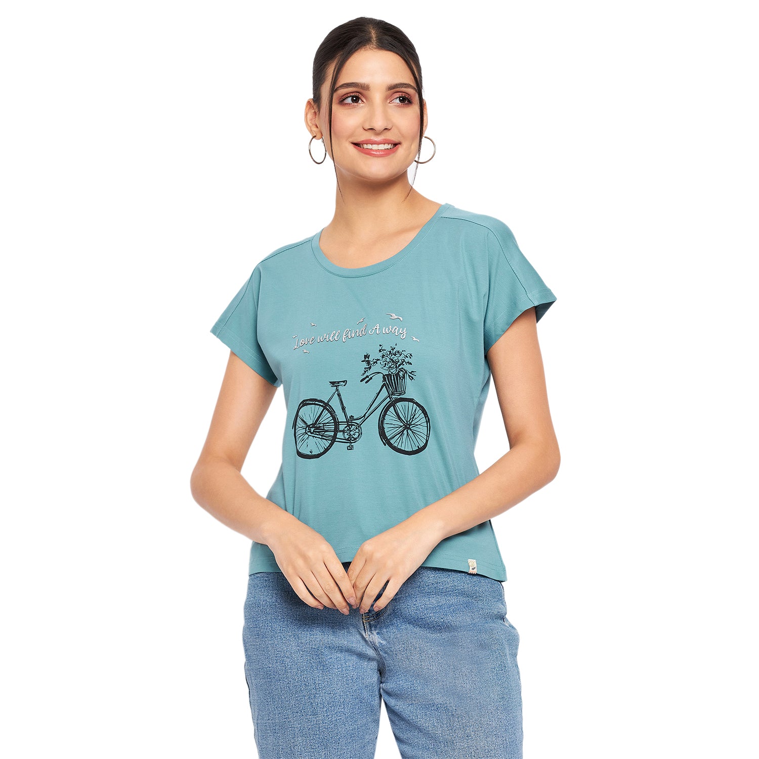 Duke Stardust Women Round Neck Short Sleeve Printed Crop Top (LFX902)