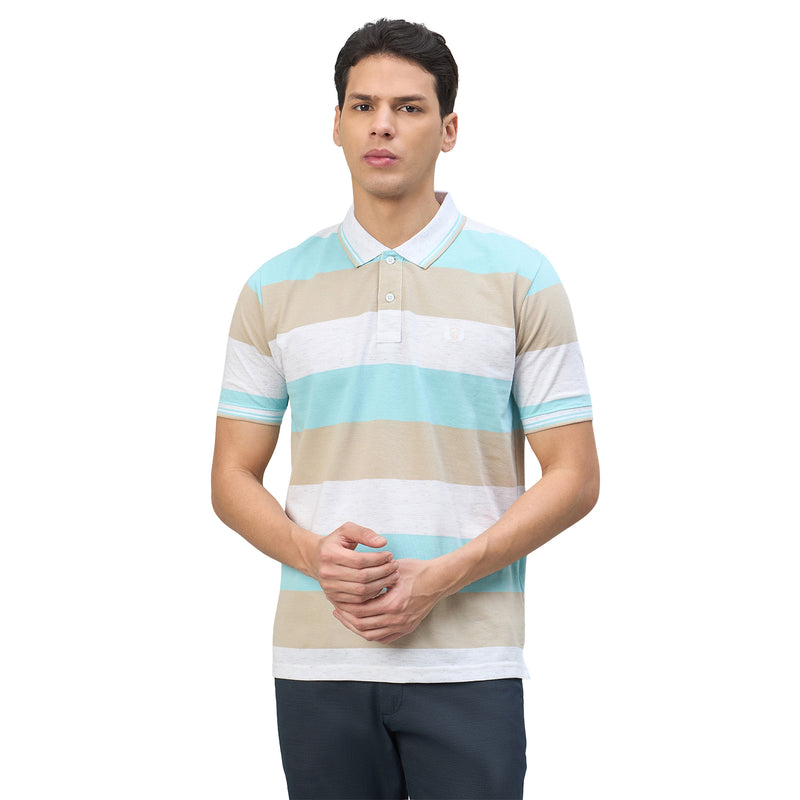 Duke Urban Men Striped Half Sleeve Regular Polo Tshirt (LF7645)