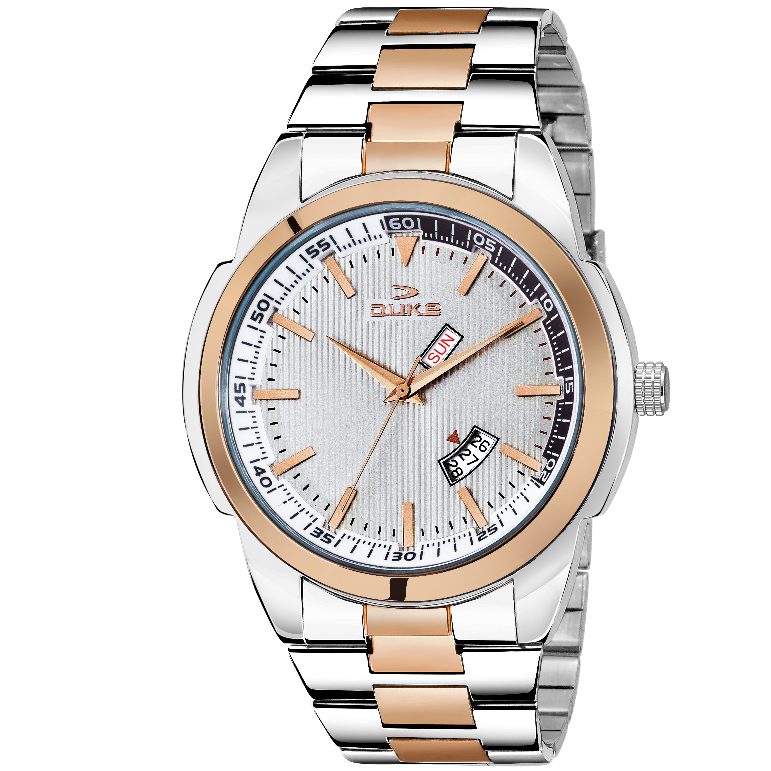 Duke Solid Stainless Steel Strap Chronograph Men Watch White Dial (DK015RM02C)