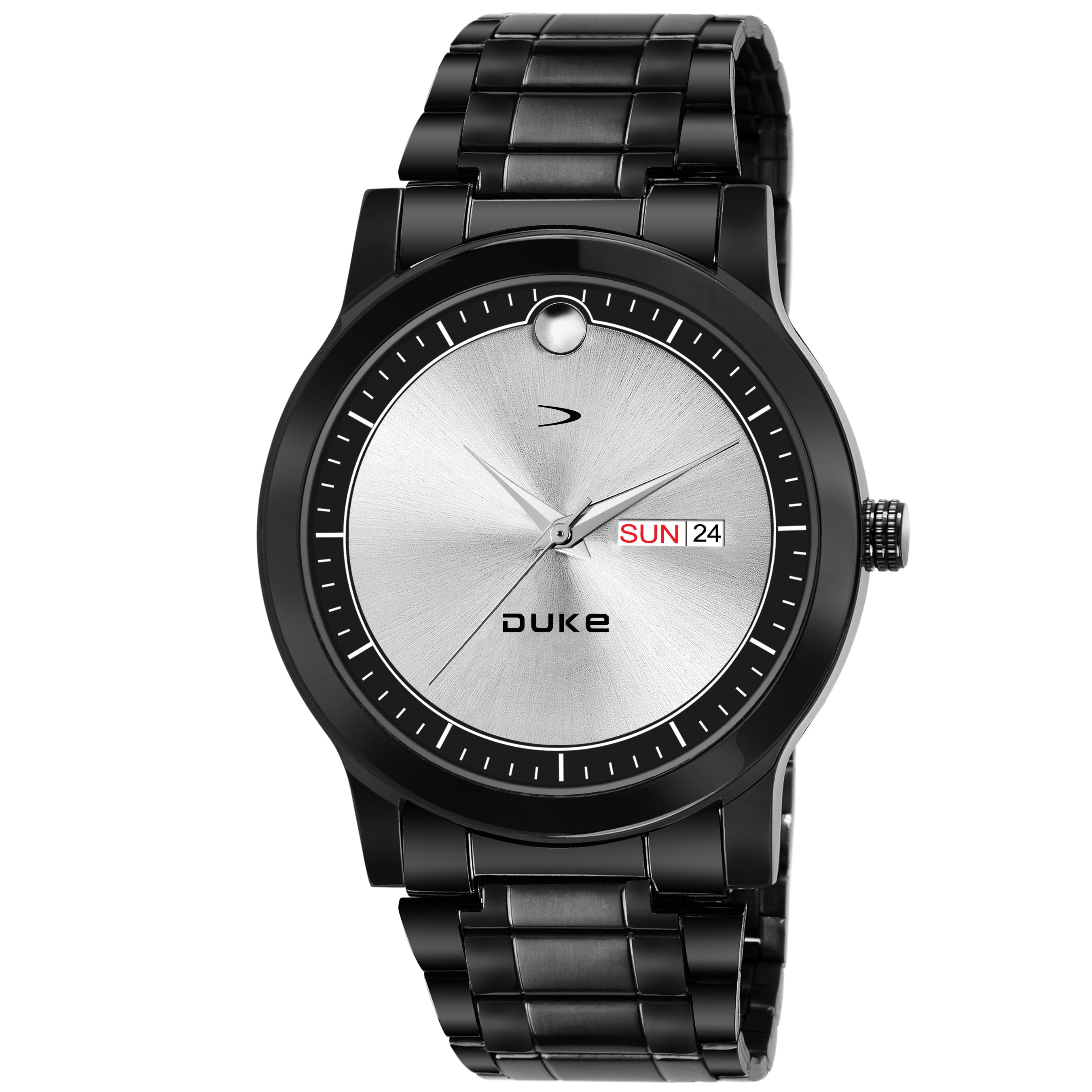 Duke Solid Stainless Steel Strap Metal Body Analog Men Watch Silver Dial (DK012RM02C)