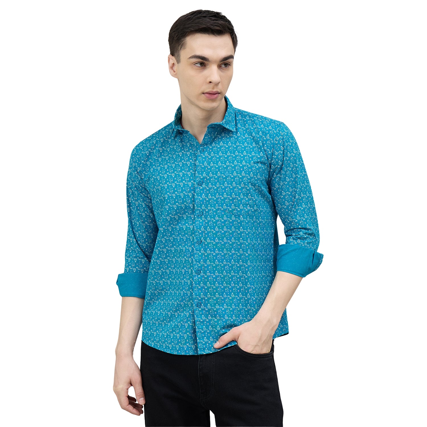 Duke Urban Men Printed Pure Cotton Slim Fit Casual Full Sleeve Shirt (SDO8PRBE)