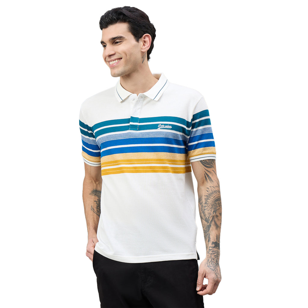 Duke Urban Men Striped Polo Neck Half Sleeve T-Shirt (LF7654)
