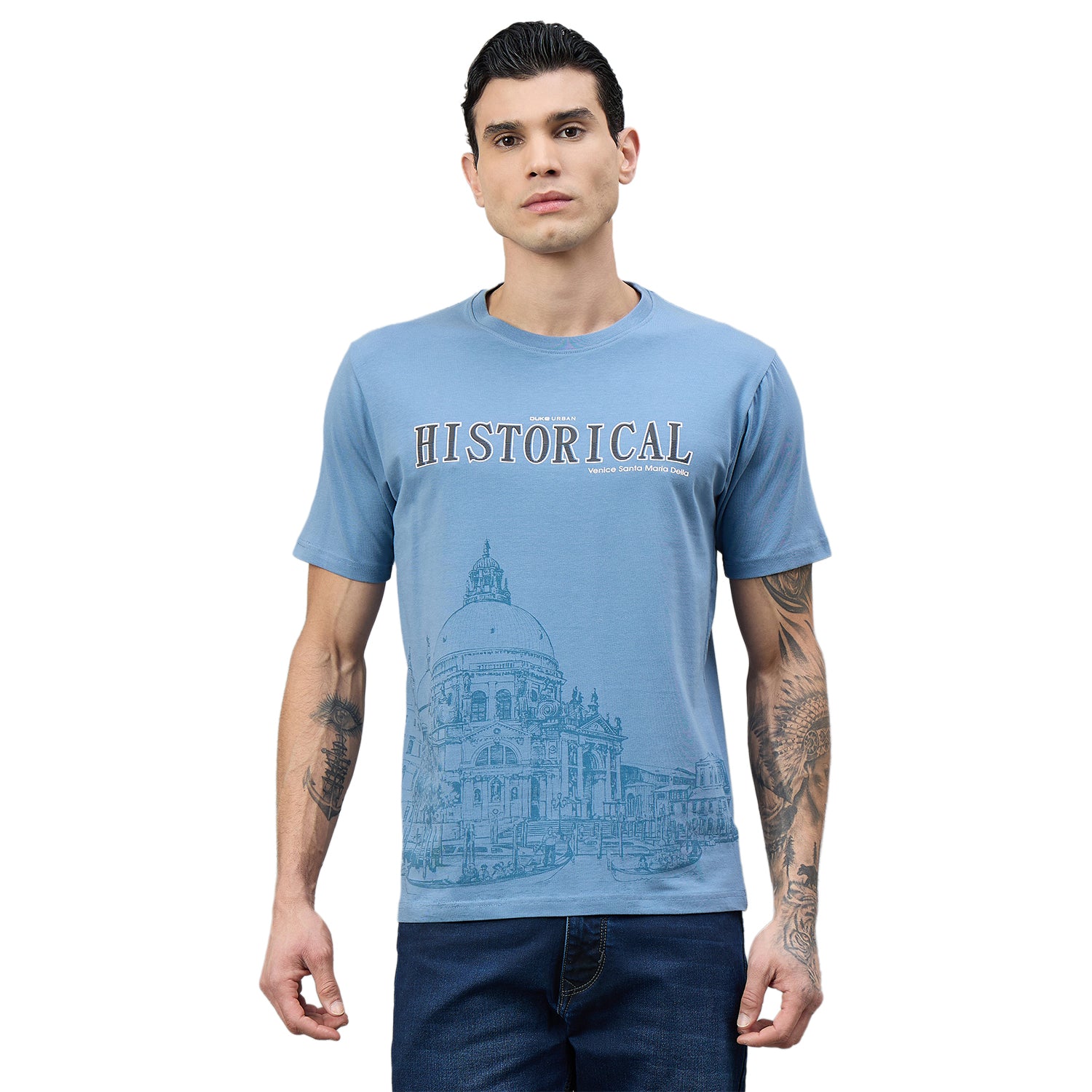 Duke Urban Men Graphic Print Half Sleeve Round Neck Casual Tshirt (LF7540)