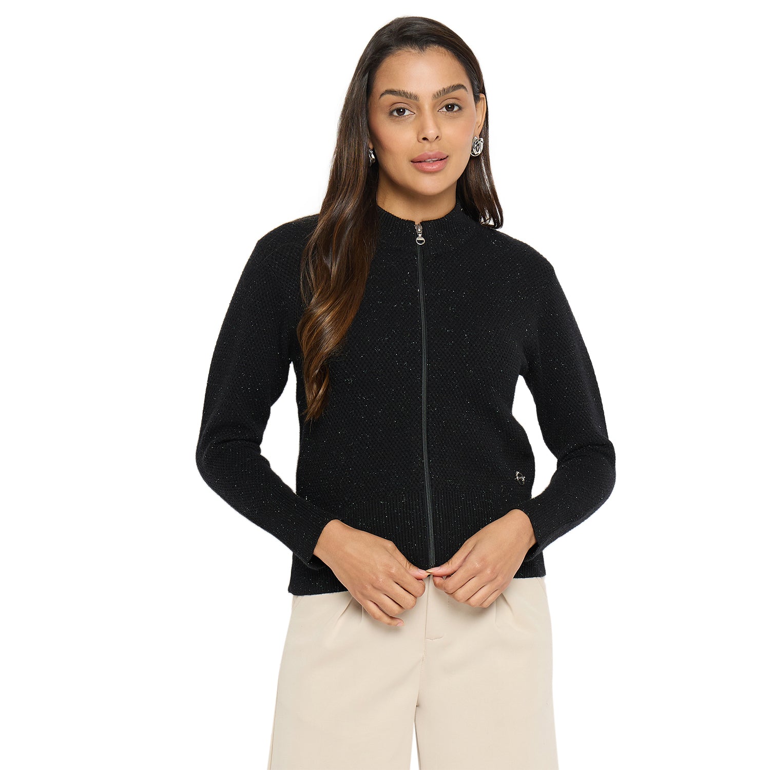 Duke Urban Women Full Sleeve Round Neck Zipper Cardigan (SDS1006R)