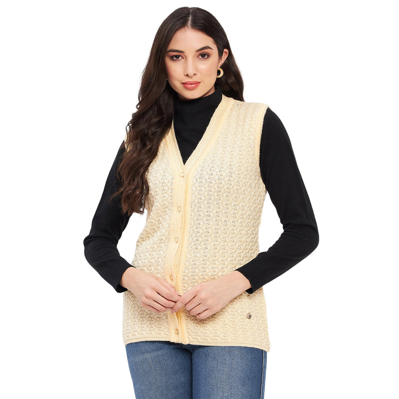Duke Urban Women Sleeveless Self Design Cardigan (LQS9788)