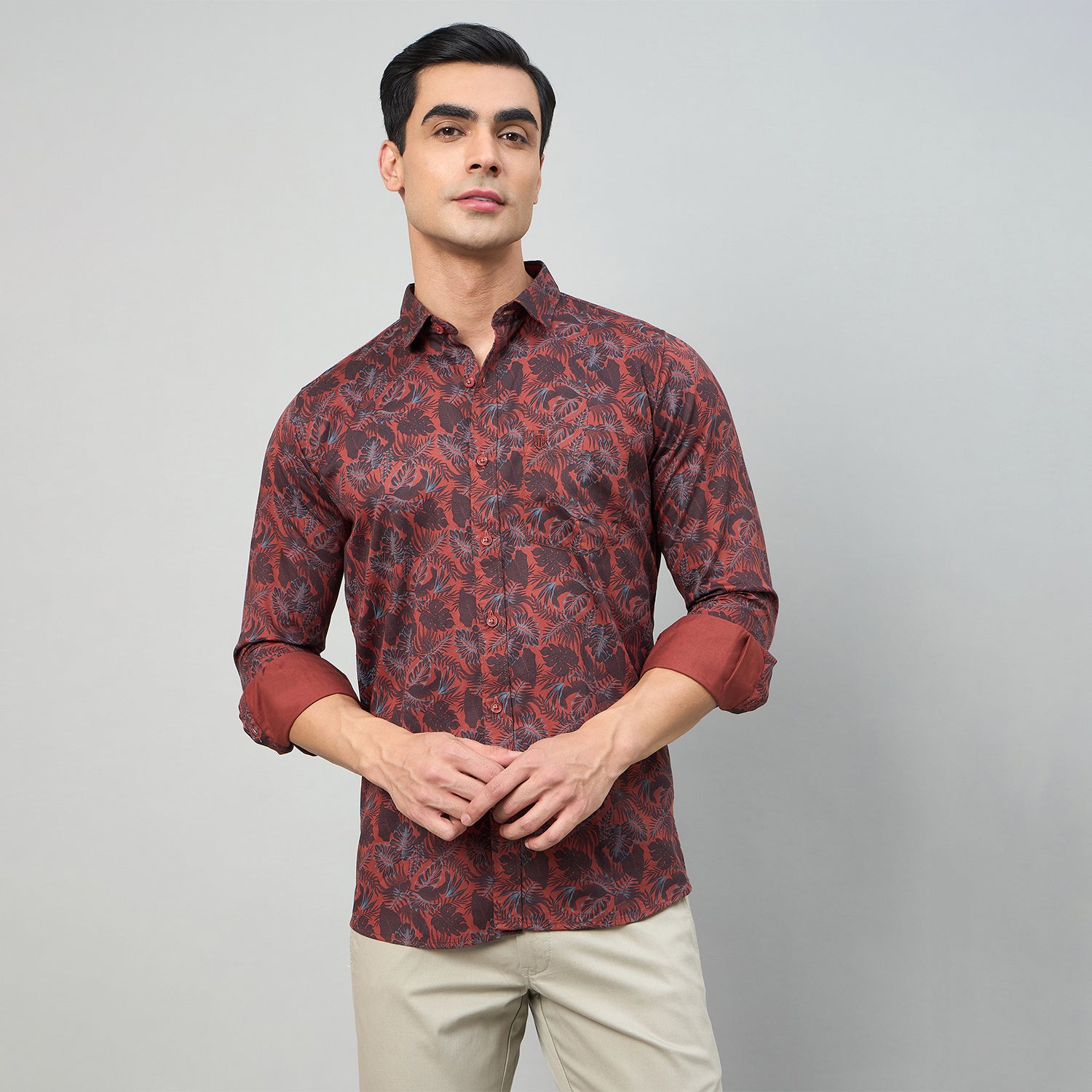 Duke Men Slim Fit Full Sleeve Short Style Cotton Shirt (SDO8PRBP)