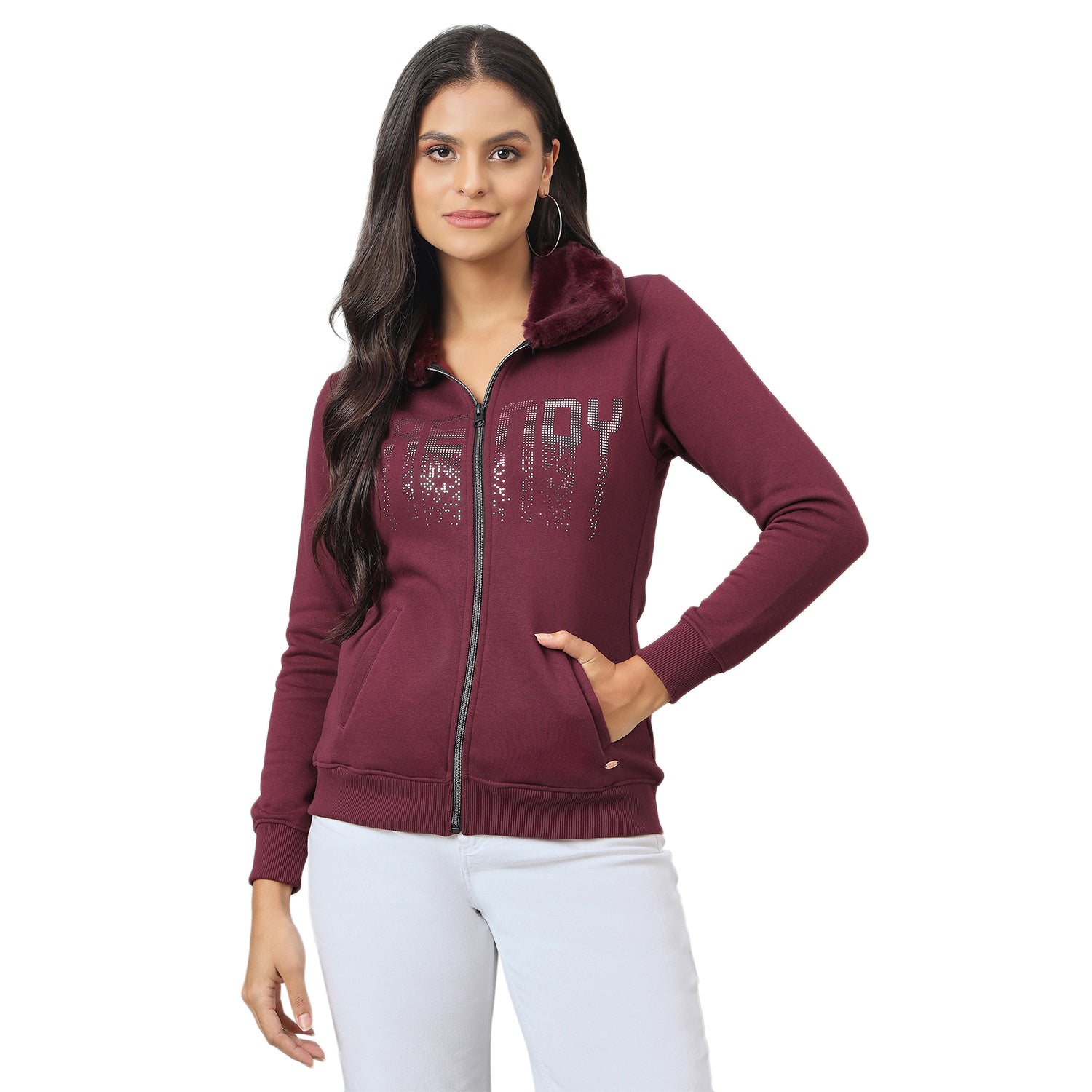 Duke Urban Women Full Zip Regular Sweatshirt (LFX967)
