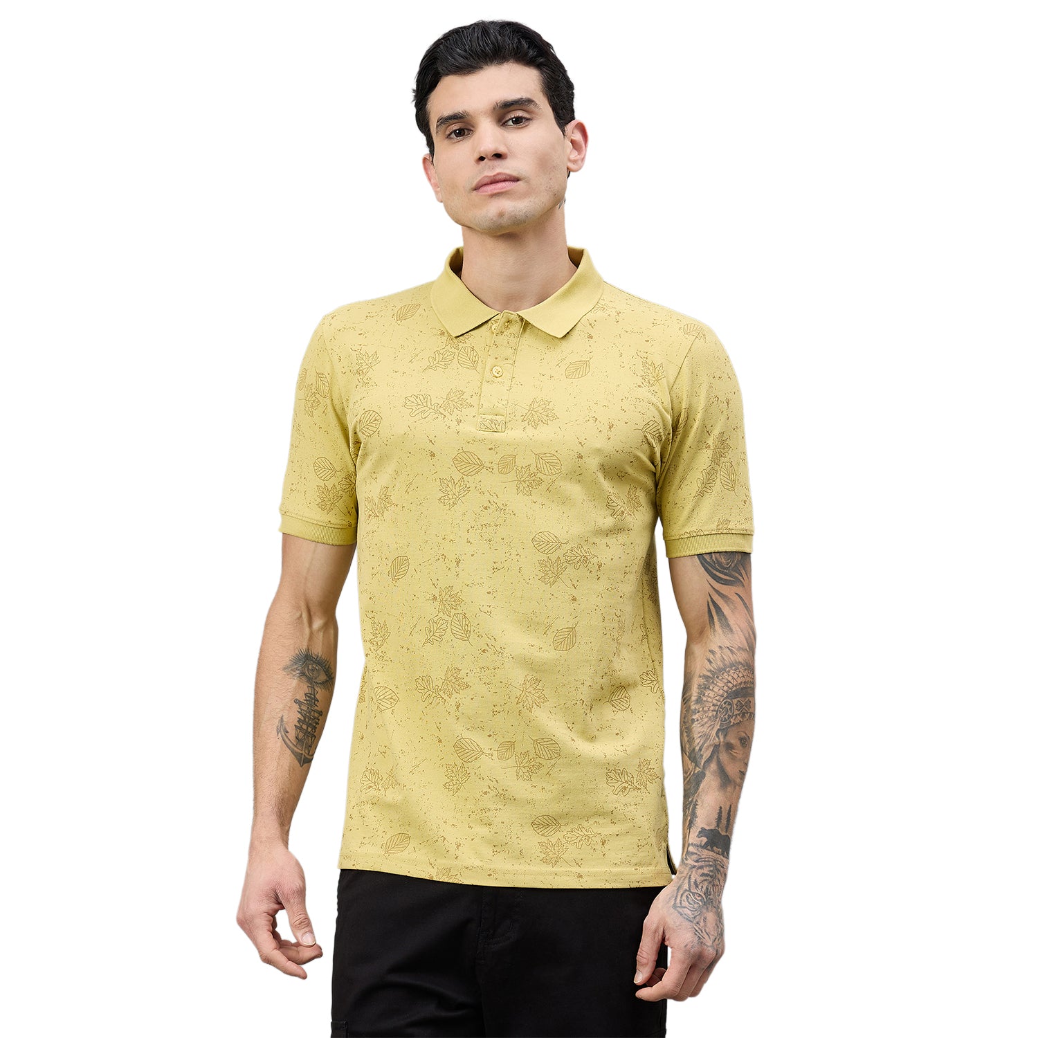 Duke Urban Men Half Sleeve Floral Print Slim Fit Polo T-Shirt (LF7551)