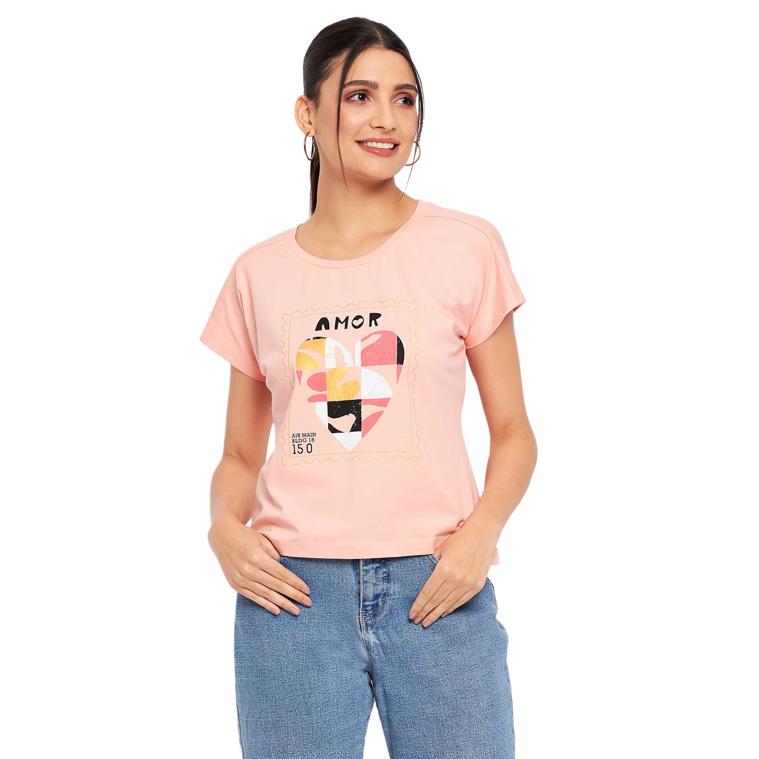 Duke Stardust Women Round Neck Short Sleeve Printed Crop Top (LFX901)