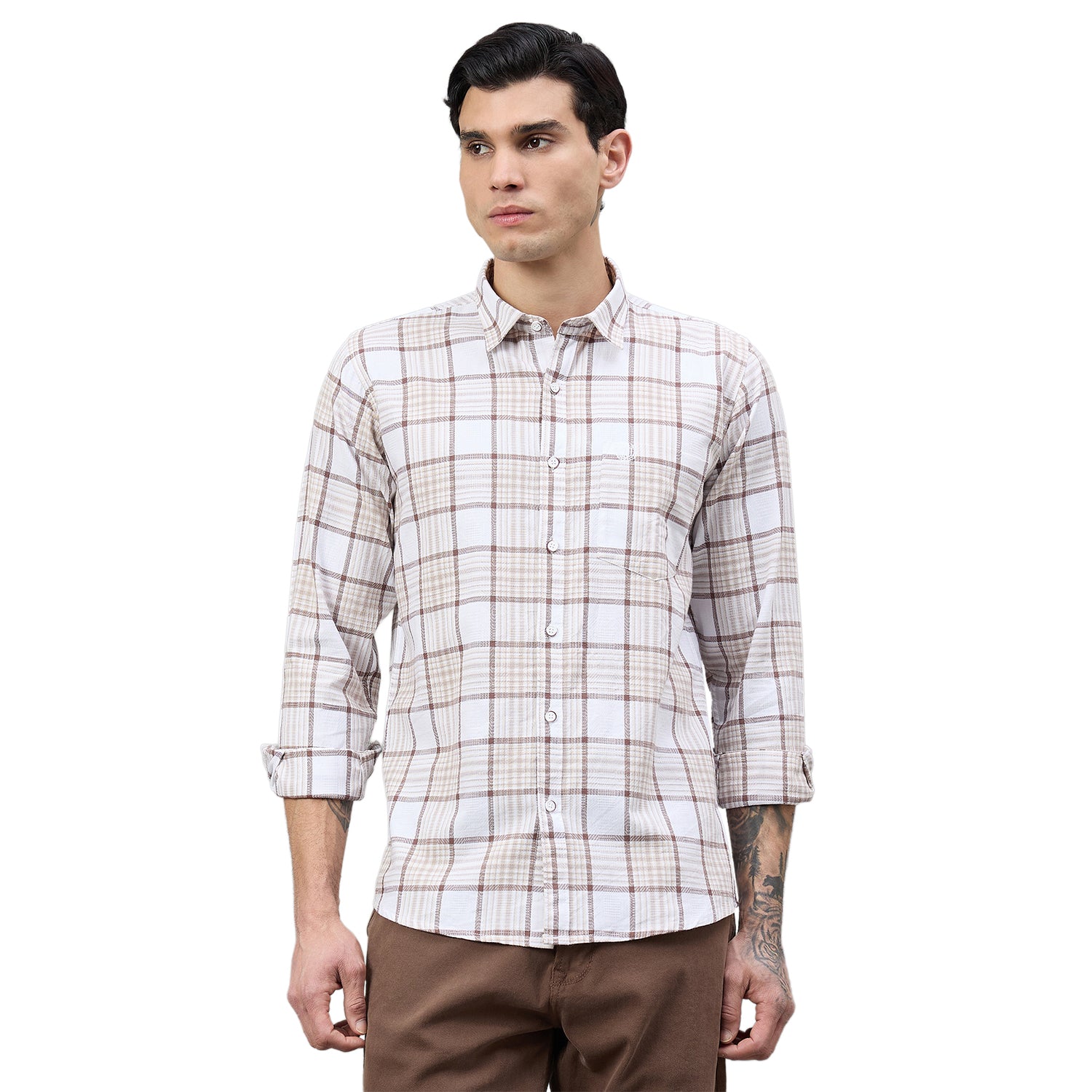 Duke Urban Men Checkered Full Sleeve Spread Collar Slim Shirt (SDO6CHQ)