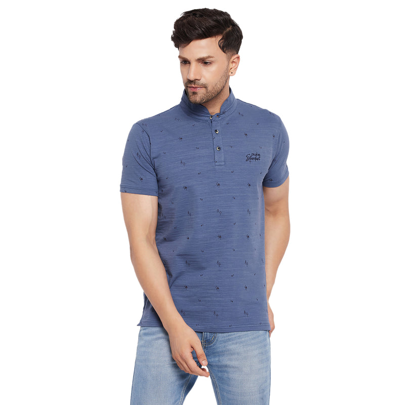 Duke Urban Men Mandarin Collar Half Sleeve Cotton T-shirt (LF5483)