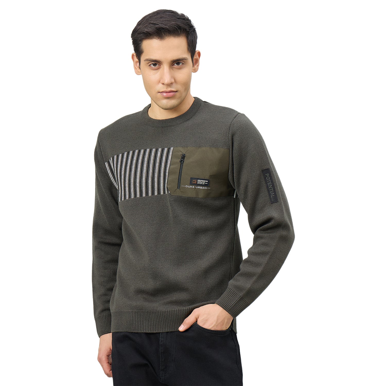 Duke Men Full Sleeve Round Neck Regular Sweater (SDS2337)