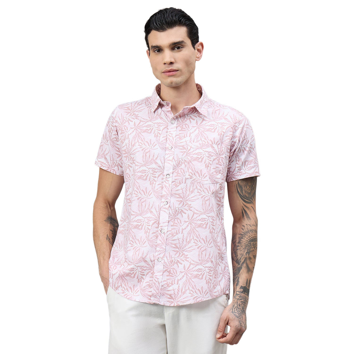 Duke Urban Men Floral Print Half Sleeve Slim Shirt (SDO3PRE)