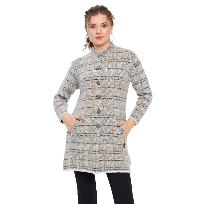 Duke Urban Women Full Sleeve Checkered Cardigan (LQS9769)