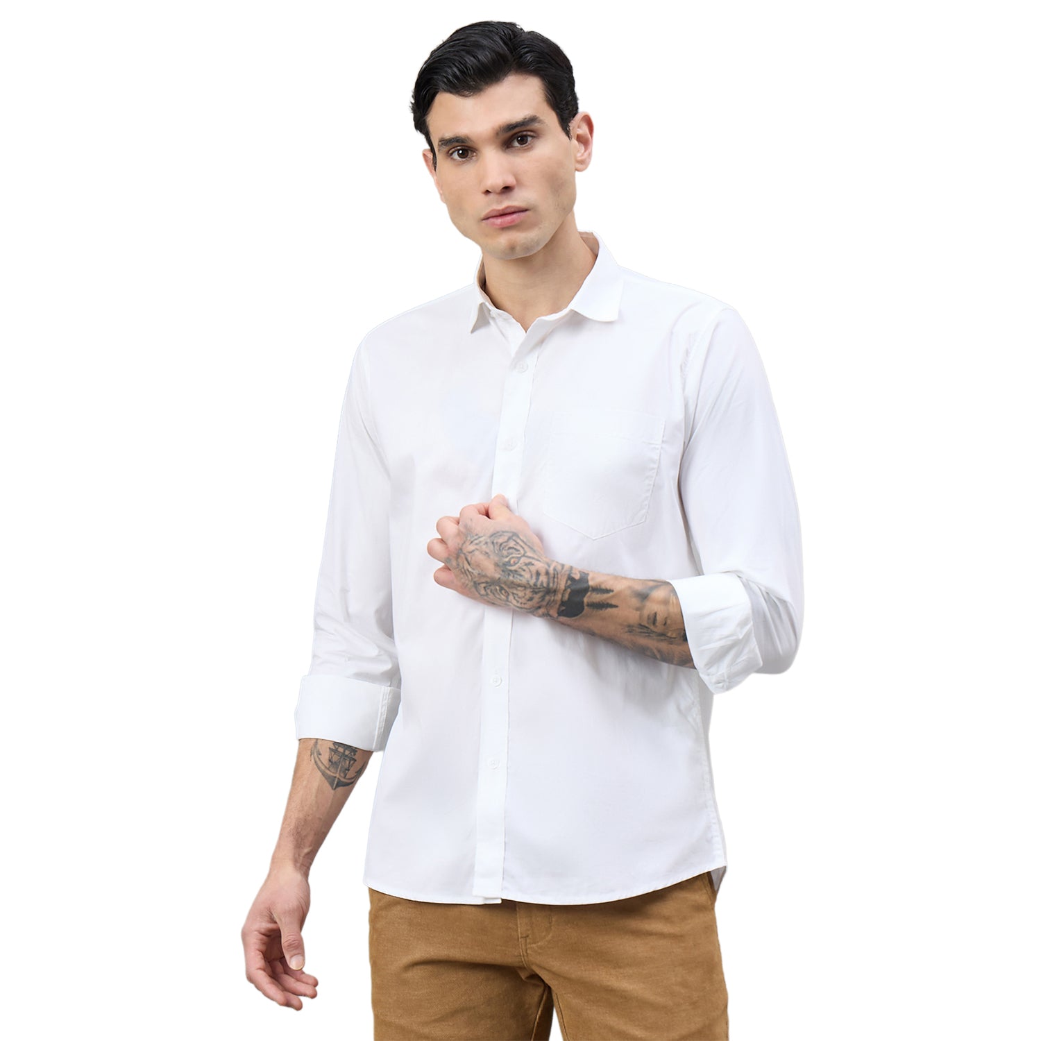 Duke Urban Men Solid Pure Cotton Slim Fit Casual Full Sleeve Shirt (SDO8PLP)
