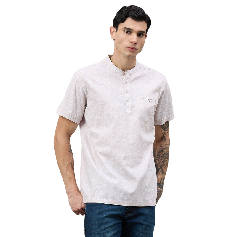 Duke Urban Men Half Sleeve Band Collar Floral Print T-Shirt (LF7532)