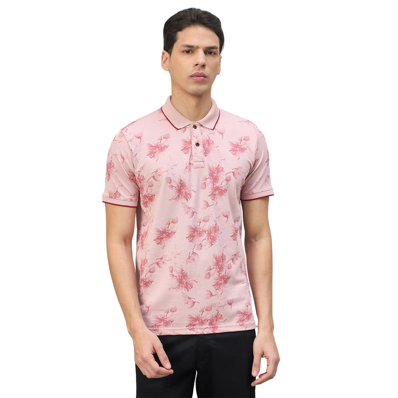 Duke Urban Men Floral Print Half Sleeve Slim Fit Polo Tshirt (LF7513)