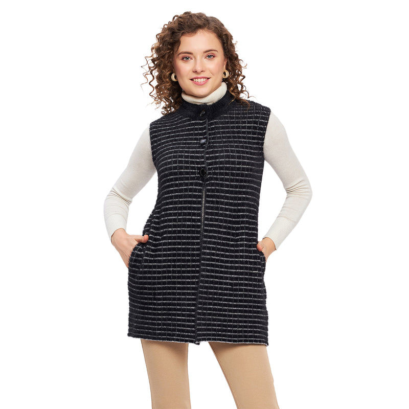 Duke Urban Women Sleeveless Checkered Cardigan (LQS9782)