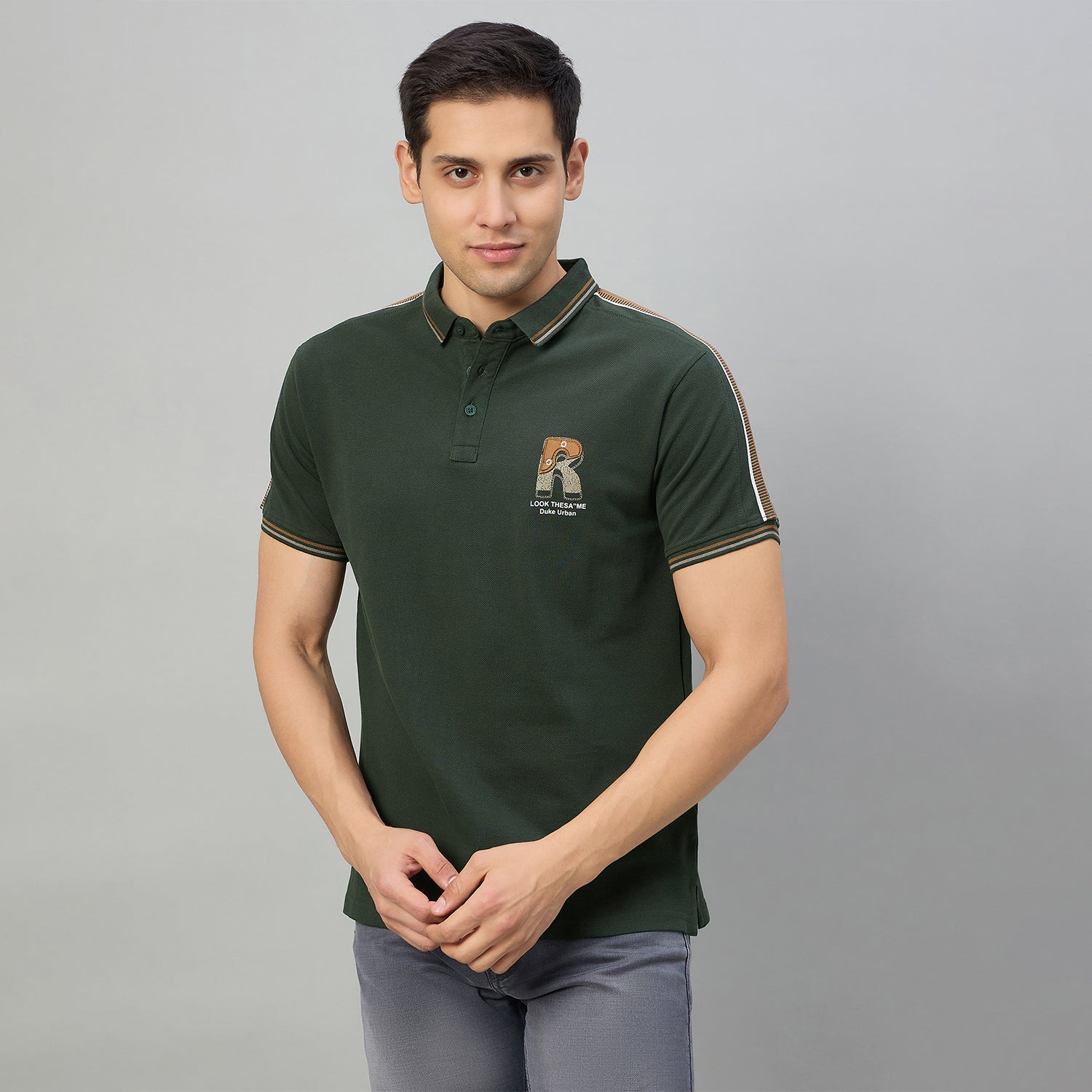 Duke Men Half Sleeve Cotton Regular Fit Casual T-shirt (LF7967)