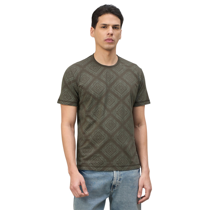 Duke Urban Men Geometric Print Half Sleeve Round Neck Casual Tshirt (LF7578)