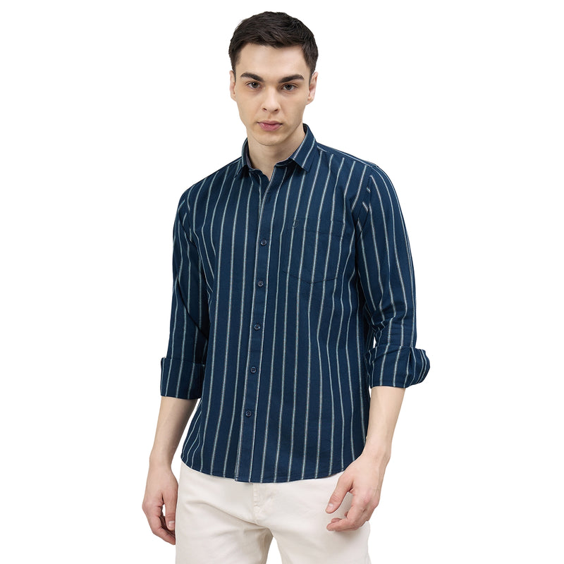 Duke Urban Men Striped Full Sleeve Spread Collar Slim Shirt (SDO8STOP)