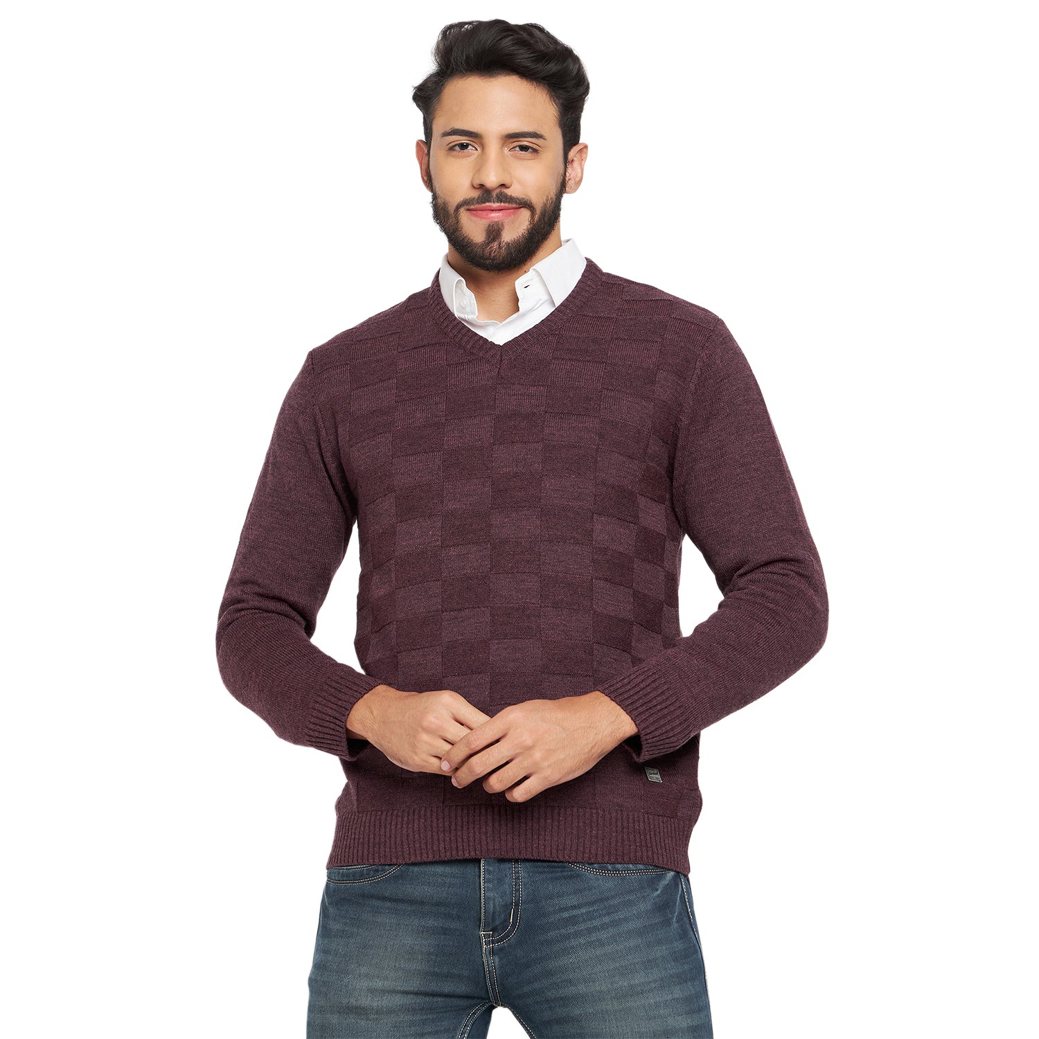 Duke Urban Men Full Sleeve V Neck Sweater (SDS651R)