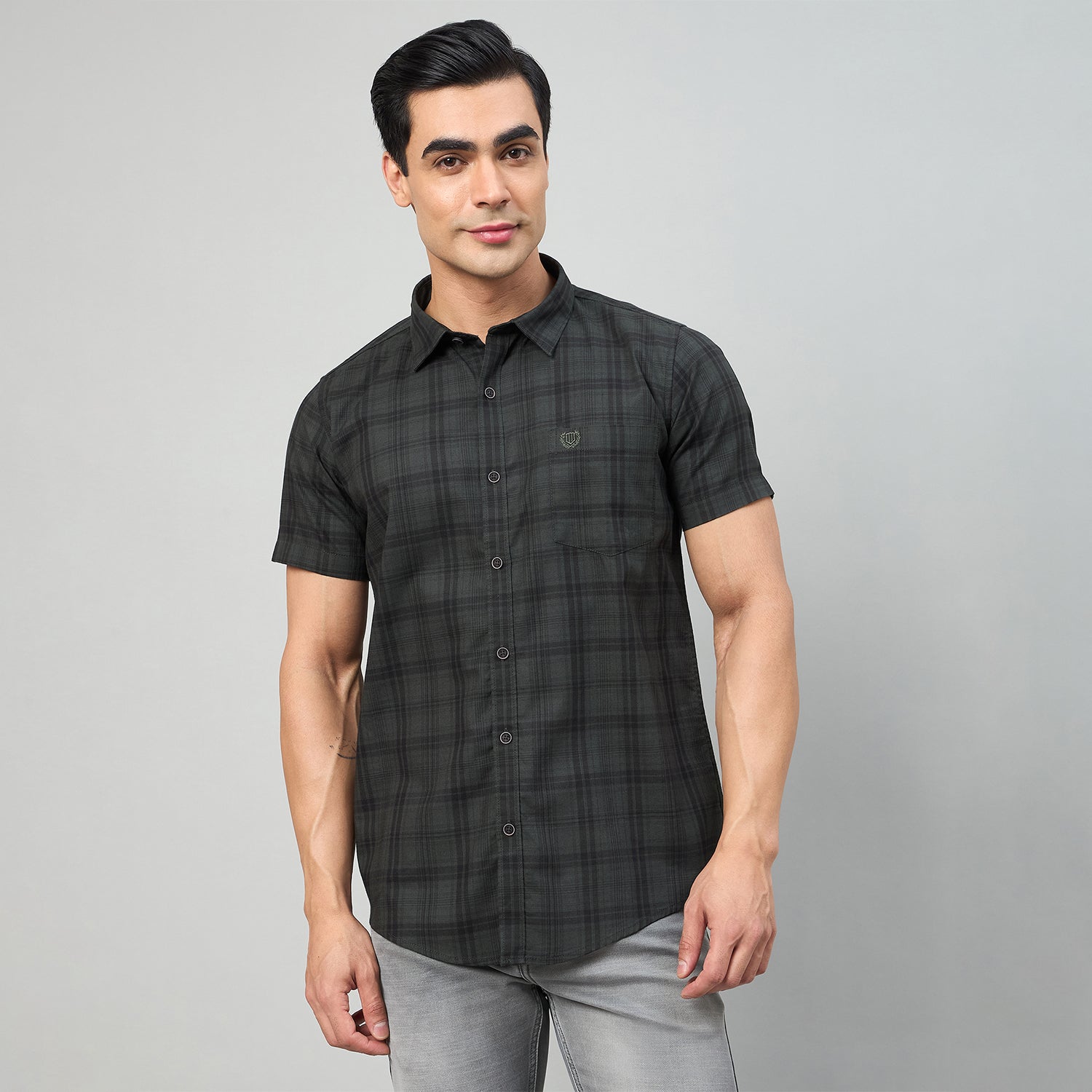 Duke Men Slim Fit Half Sleeve Twill Cotton Shirt (SDO3CKM)