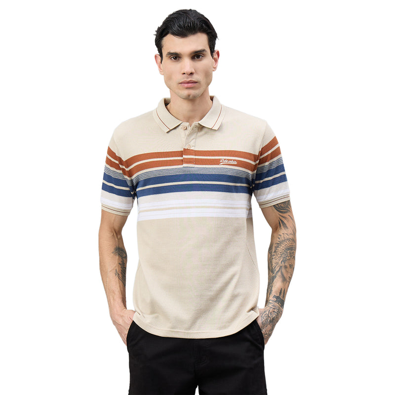 Duke Urban Men Striped Polo Neck Half Sleeve T-Shirt (LF7654)