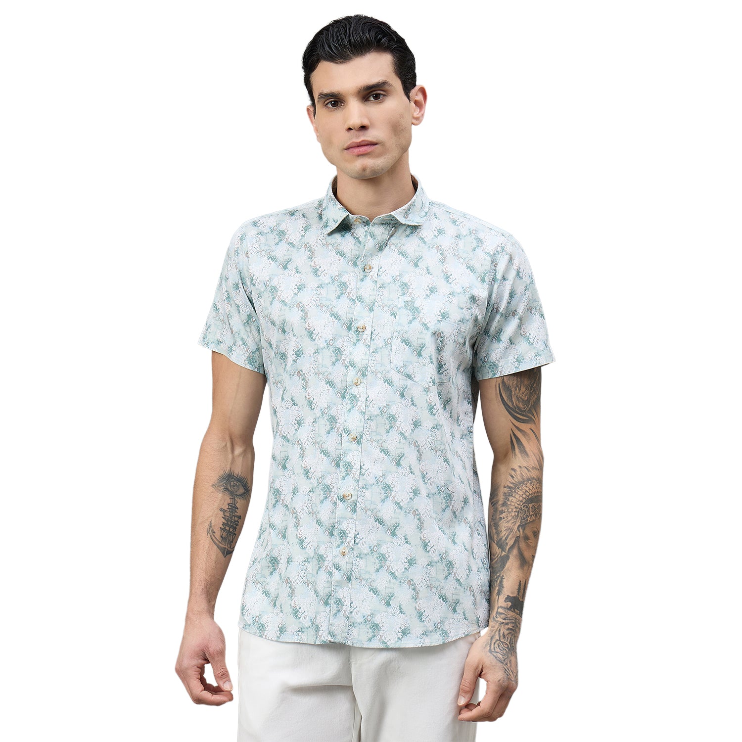 Duke Urban Men Printed Half Sleeve Spread Collar Slim Shirt (SDO4PRAD)