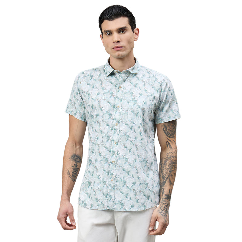 Duke Urban Men Printed Half Sleeve Spread Collar Slim Shirt (SDO4PRAD)
