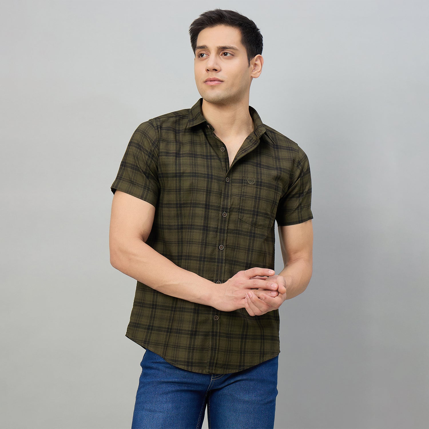 Duke Men Slim Fit Half Sleeve Twill Cotton Shirt (SDO3CKM)