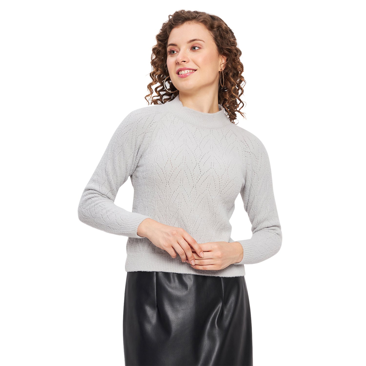 Duke Urban Women Full Sleeve Self Design Crop Pullover (SDS1014)