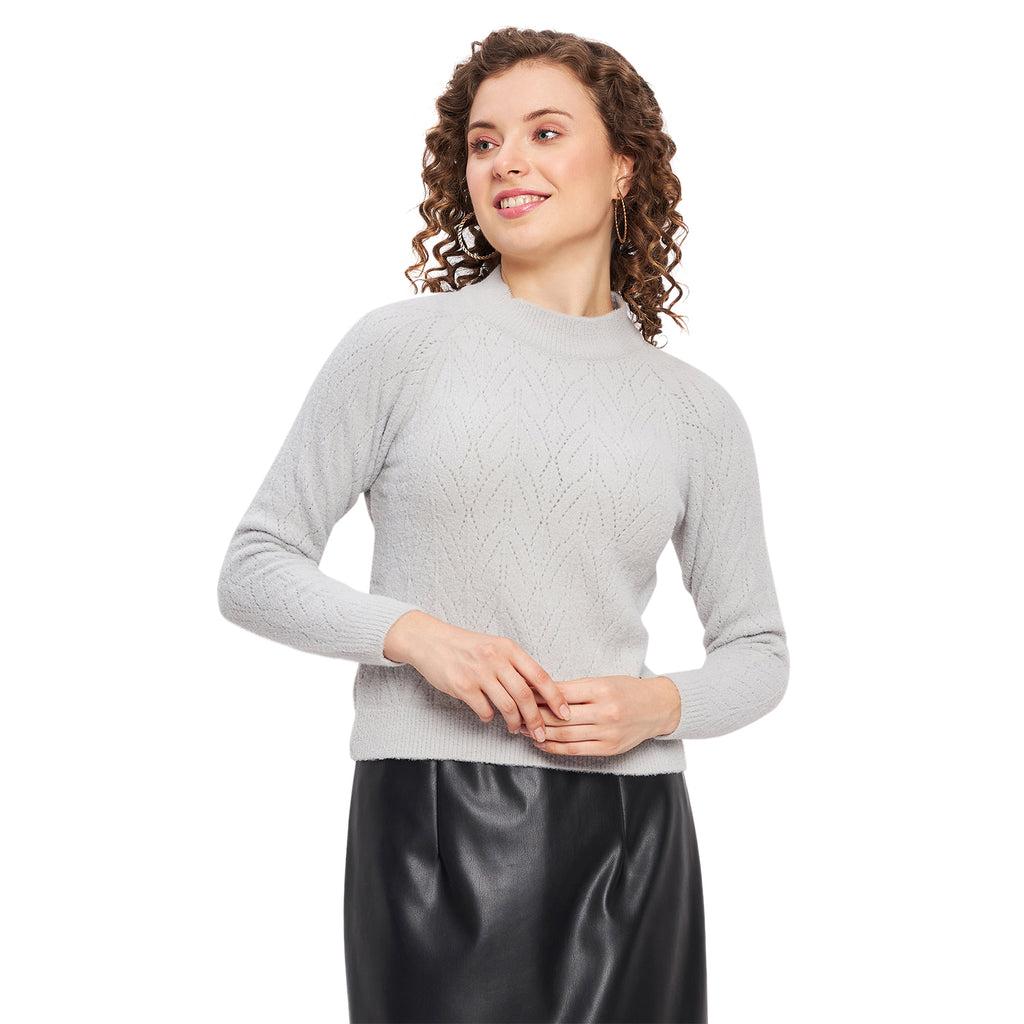 Duke Stardust Women Full Sleeve Self Design Crop Pullover (SDS1014)