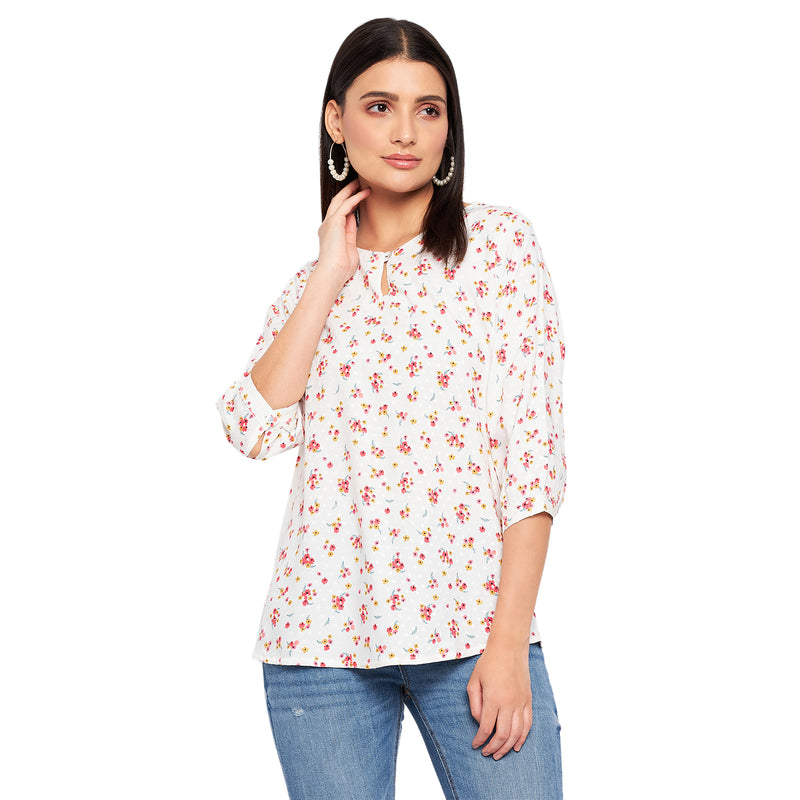 Duke Stardust Women Keyhole Neck 3/4th Sleeve Printed Top (SDX3279)