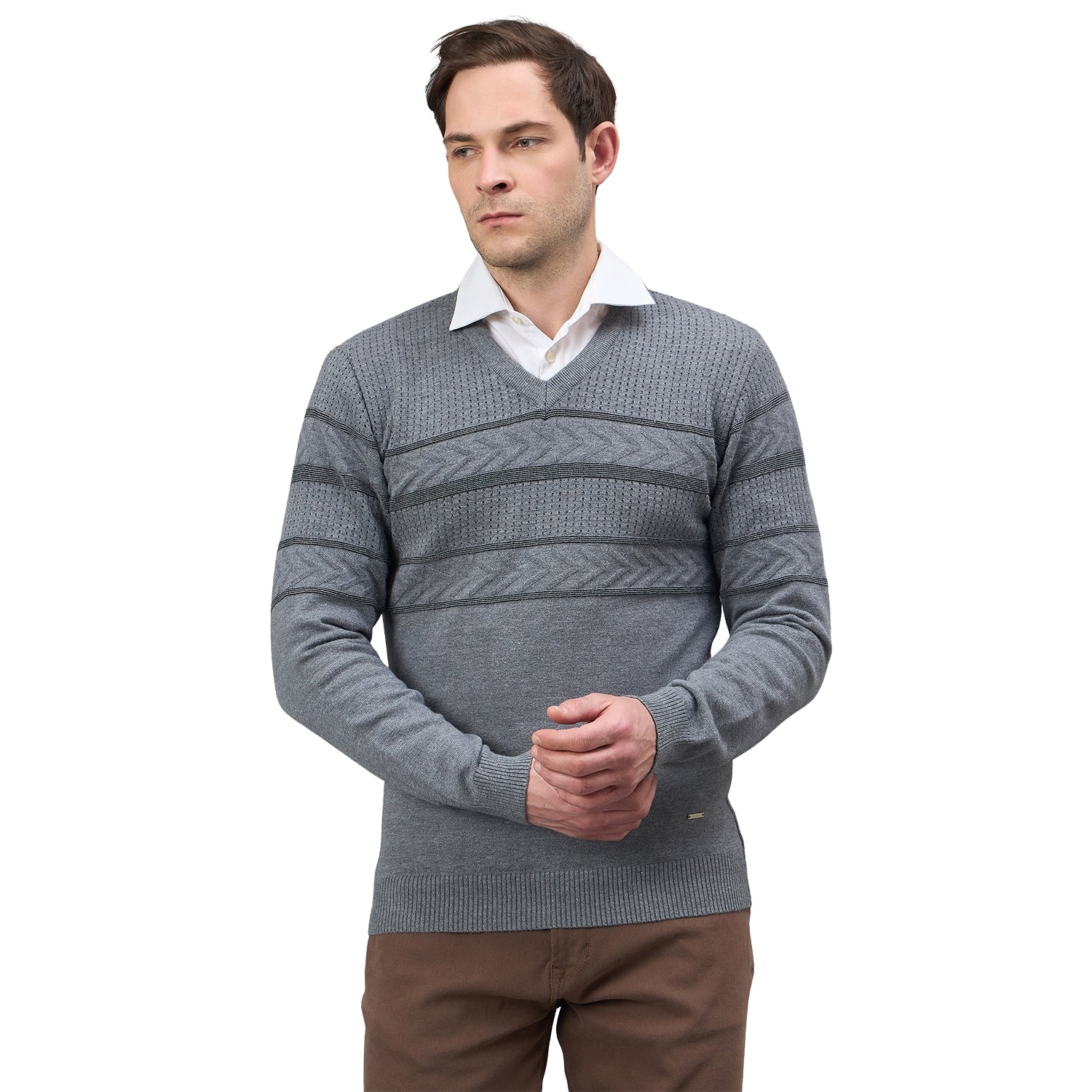 Duke Urban Men Full Sleeve V Neck Regular Sweater (SDS2226B)