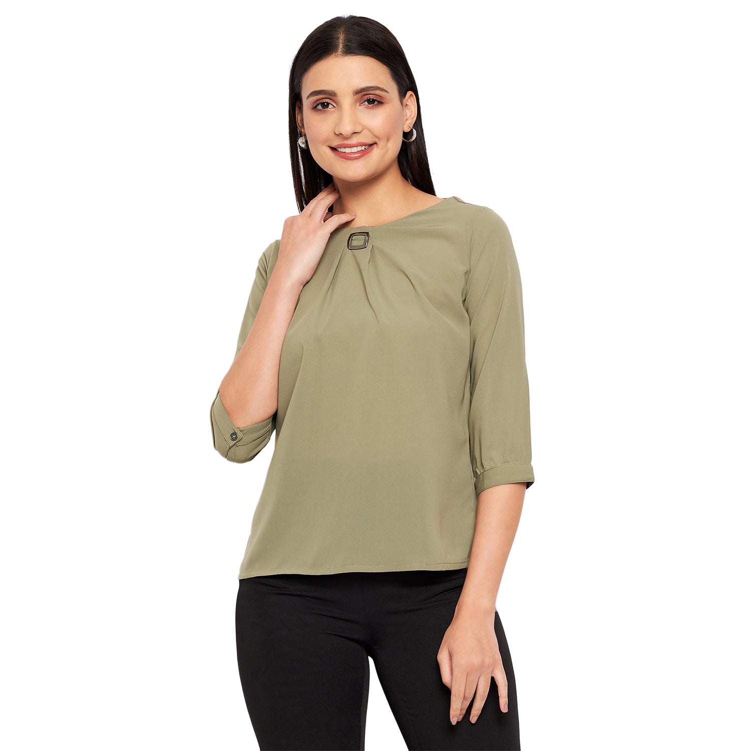 Duke Urban Women Round Neck 3/4th Sleeve Solid Top (SDX3272)
