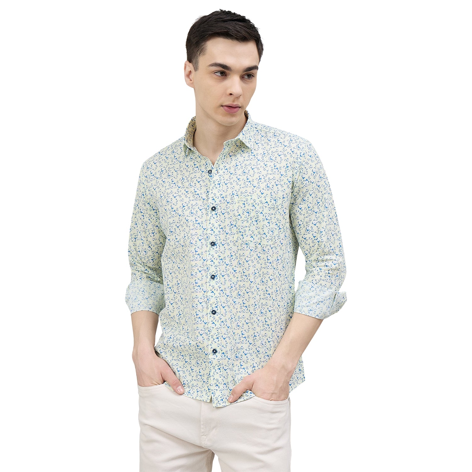 Duke Urban Men Printed Full Sleeve Spread Collar Slim Shirt (SDO8PRBF)