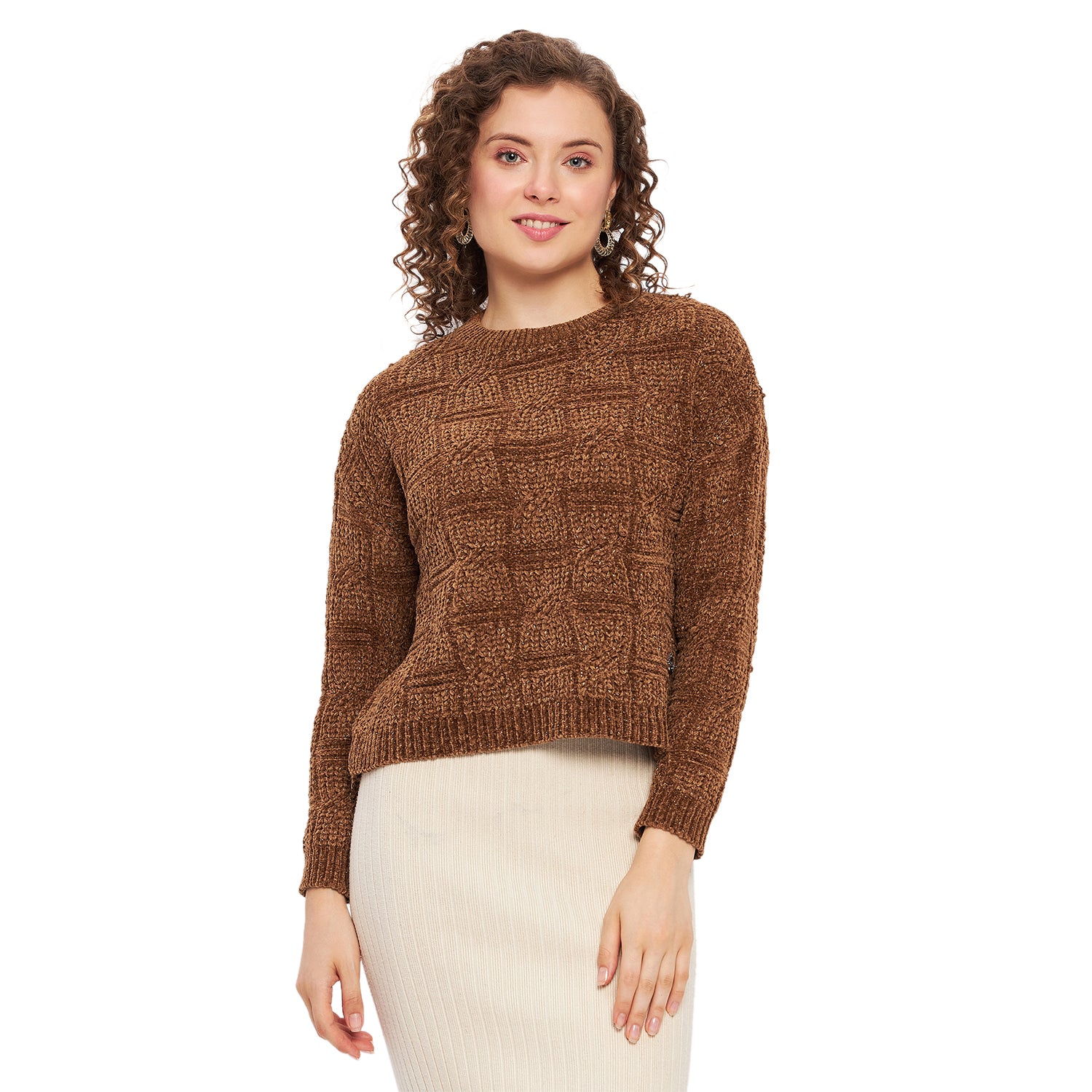 Duke Urban Women Full Sleeve Self Design Crop Pullover (SDS1013)