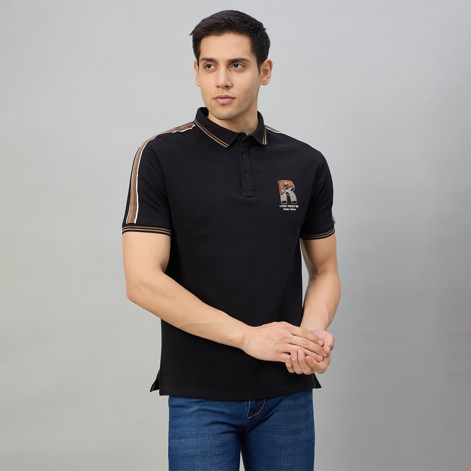 Duke Men Half Sleeve Cotton Regular Fit Casual T-shirt (LF7967)