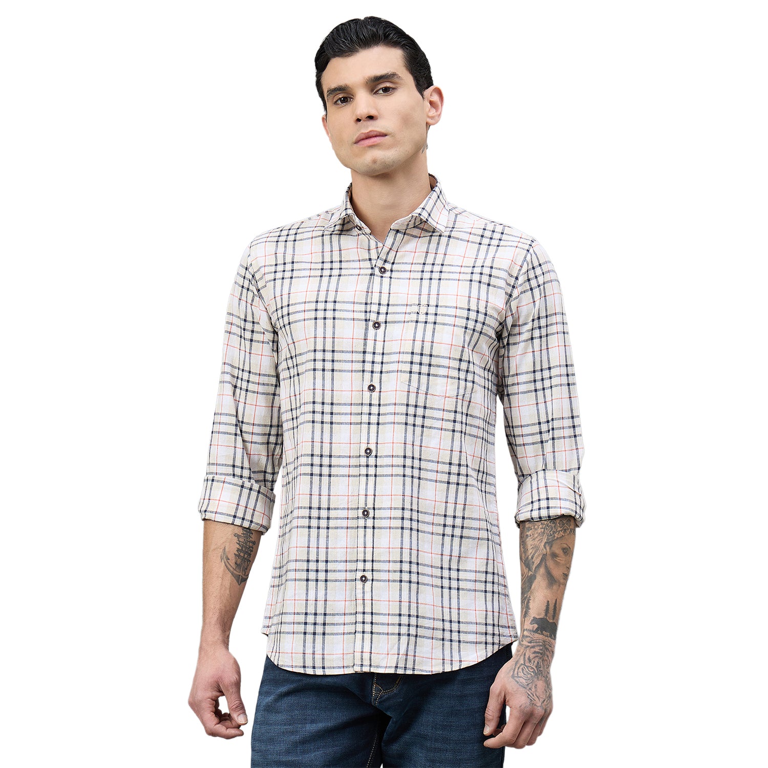 Duke Urban Men Checkered Full Sleeve Spread Collar Regular Shirt (SDO9CKAH)