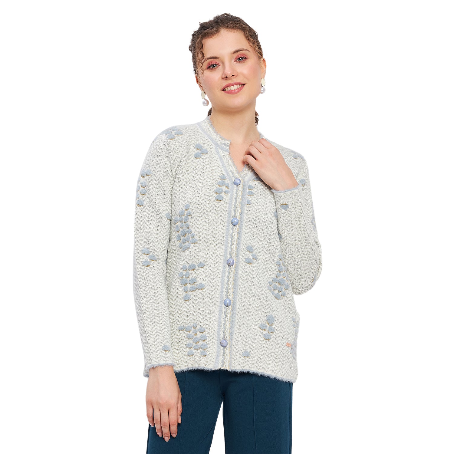 Duke Urban Women Full Sleeve Self Design Cardigan (LQS9713)