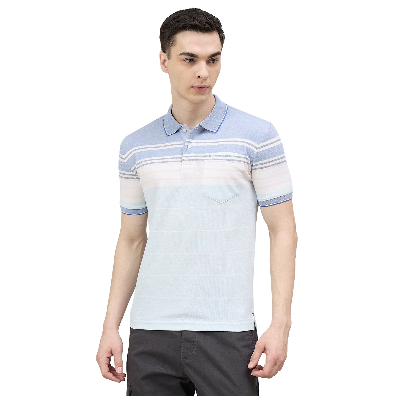 Duke Urban Men Striped Polo Neck Half Sleeve T-Shirt (LF7643)