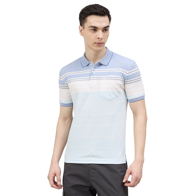 Duke Urban Men Striped Polo Neck Half Sleeve T-Shirt (LF7643)