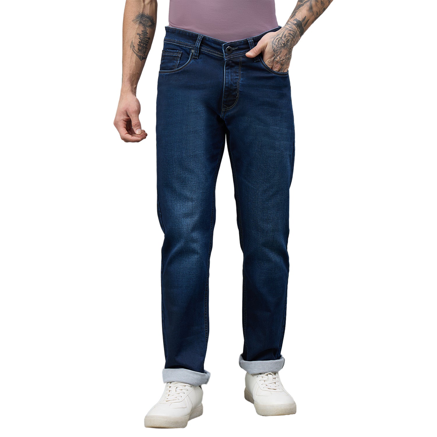 Duke Urban Men Comfort Fit Mid-Rise Light Fade Stretchable Jeans (SDD9136C)