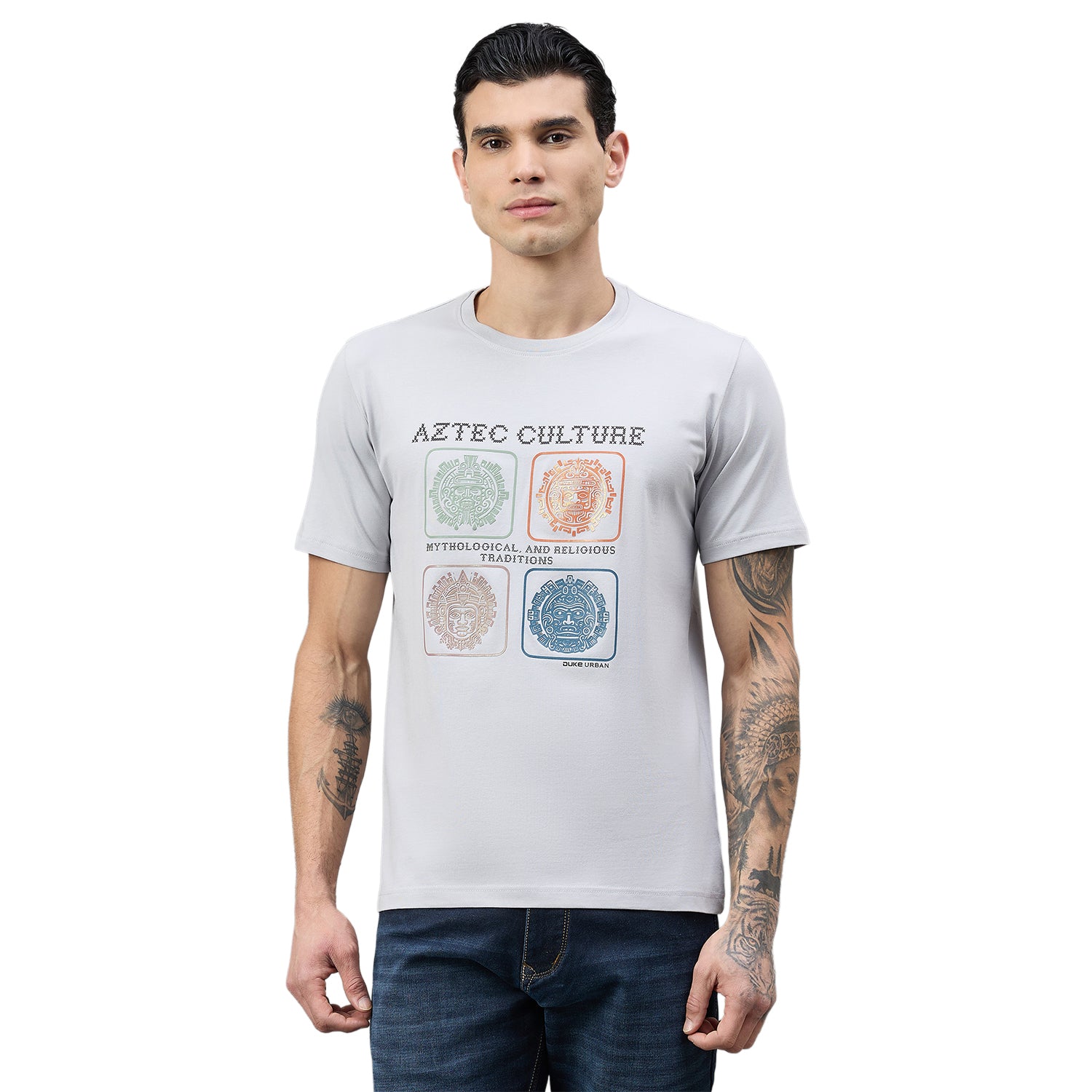 Duke Urban Men Graphic Print Half Sleeve Round Neck Casual Tshirt (LF7546)