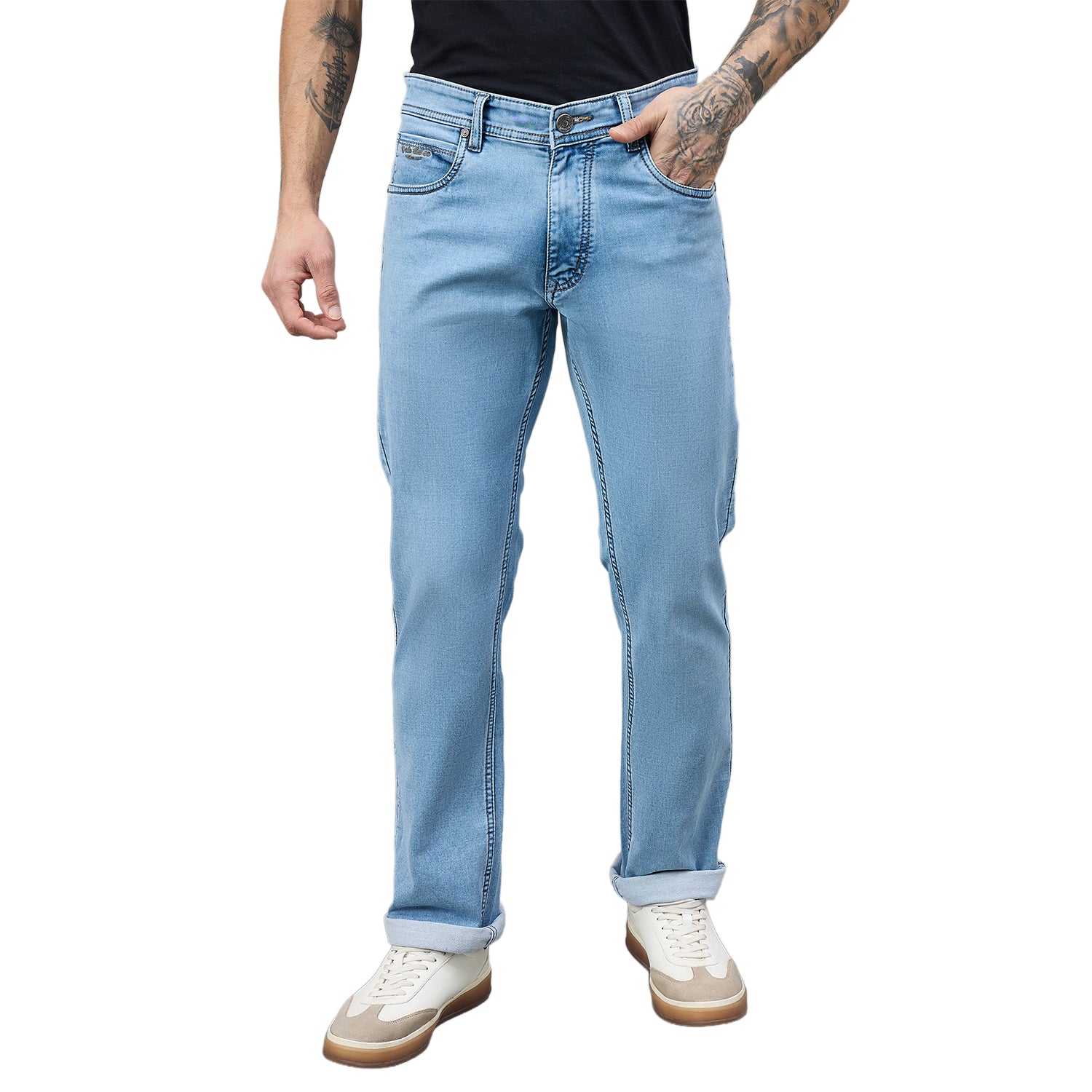 Duke Urban Men Comfort Fit Mid-Rise Light Fade Stretchable Jeans (SDD9122C)