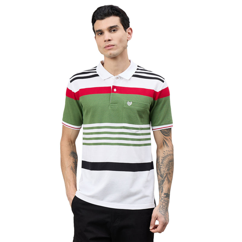 Duke Urban Men Striped Polo Neck Half Sleeve T-Shirt (LF7594)