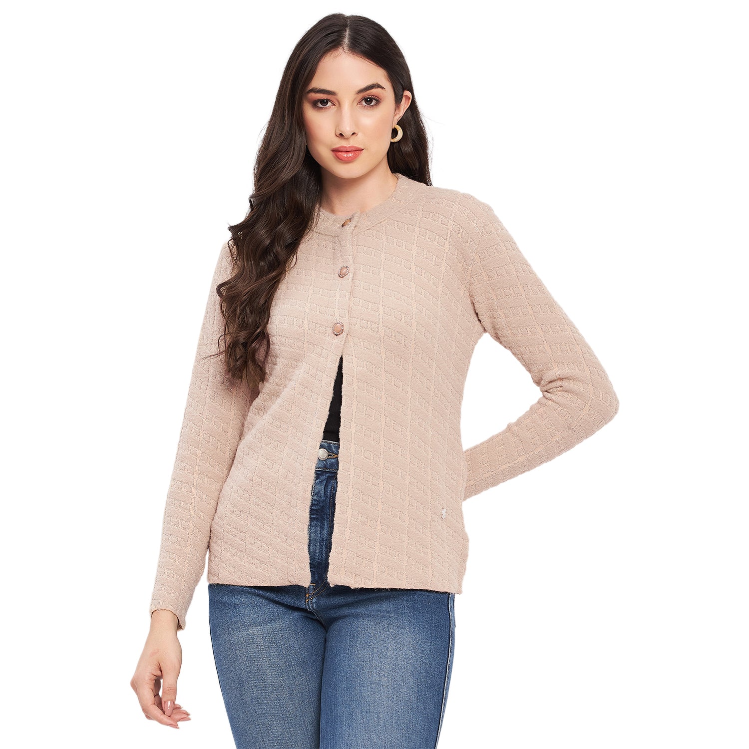 Duke Urban Women Full Sleeve Self Design Cardigan (LQS9745)