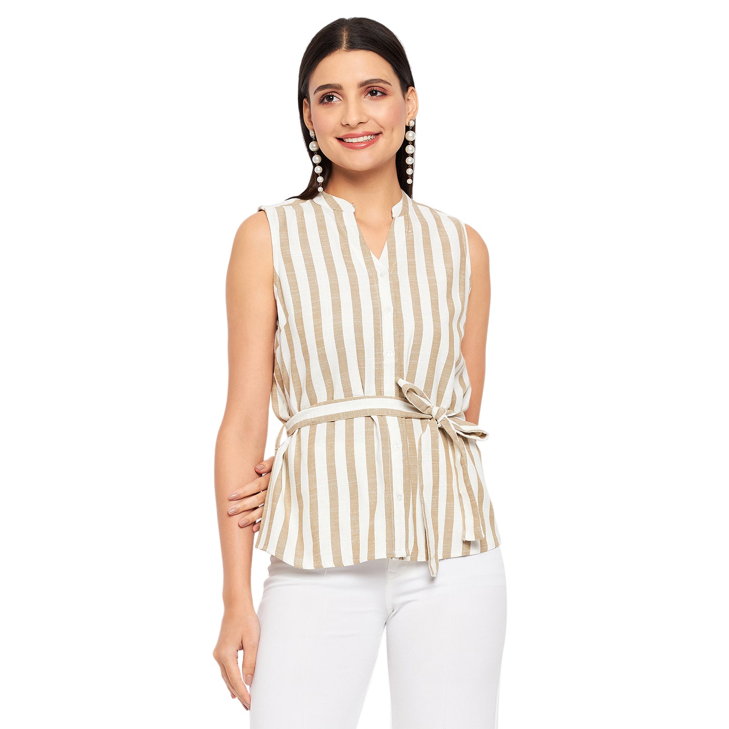 Duke Urban Women Sleeveless Striped Shirt (SDX3271)