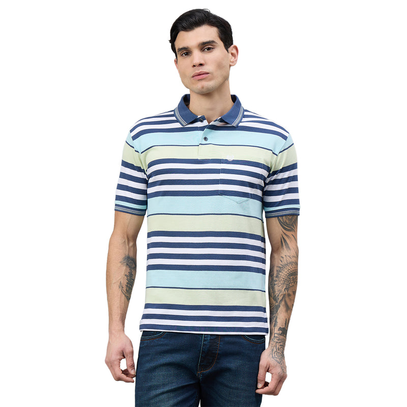 Duke Urban Men Striped Polo Neck Half Sleeve T-Shirt (LF7650)